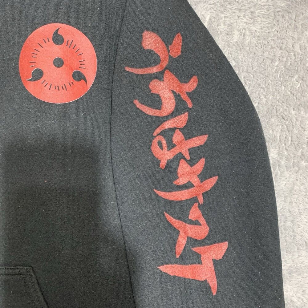 Naruto Shippuden Hoodie Sweatshirt Mens Small Black Anime Graphic Sasuke Uchiha - Picture 2 of 12